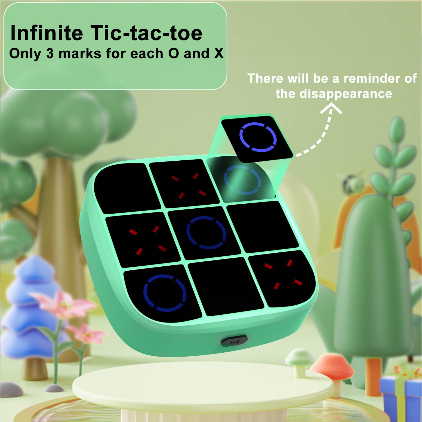 Tic-Tac-Toe Bolt Game, 4-in-1 Handheld Puzzle Games Console, Electronic Tic-Tac-Toe Game for Educational and Memory Growth, Portable Travel Games for Car Ride, Board Games for Kids and Adults (Cyan)