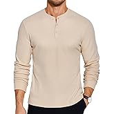 COOFANDY Men's Henley T-Shirts Long Sleeve Pullover Shirt Casual Heavyweight Button Shirts Basic Tees