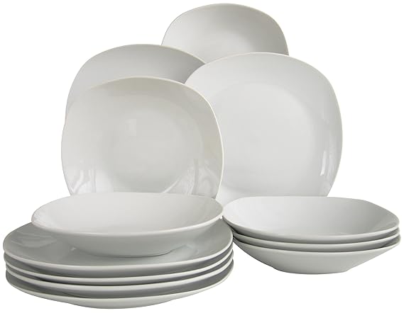 Creatable 18791, Serie Square Betterwhite, 12 TLG Tafelservice, Porzellan, weiß, 24 x 29 x 29 cm, Einheiten