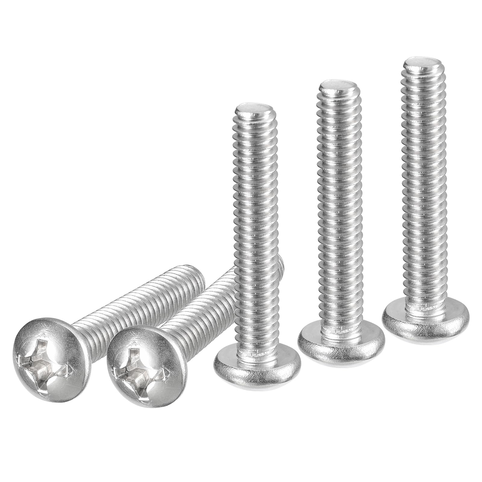 DTGN #12-24x1-1/4" Pan Head Machine Screws, 50Pcs 304 Stainless Steel, Phillips Drive, UNC Full Thread, Bright Finish, Screws Bolts Kit — image 1
