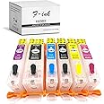 F-ink 6 Colors Empty Refillable Ink Cartridges Replacement for Canon 280xxl 281xxl PGI-280XXL CLI-281XXL for PIXMA TS9120 TS8120 TS8220 TS8320 Printer ( PGBK,BK,C,M,Y,Photo Blue )