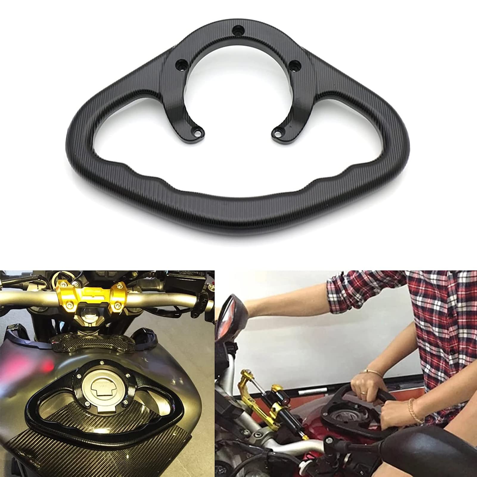 Photo 1 of Motorcycle Grab Bar Fuel Tank Armrest Front Passenger Hand Grip for Suzuki GSXR 600 750 1000 1300 2004-2017 Motorcycle Accessories (Black)
