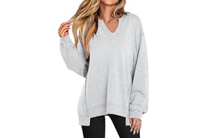 KVOTUU Women's Oversized Sweatshirts V Neck Long Sleeve Loose Tops Casual Tunic Shirts Trendy Pullover Blouses Fall Outfits