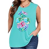 ForHailey Plus Size Tops for Women Sleeveless Summer Tank Top Loose Fit Casual Tunics Shirts 1XL - 5XL
