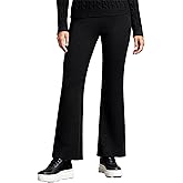 JENNIE LIU Womens 100% Cashmere Mid Rise Bootcut Pants - Soft Casual Lounge Trousers with Elastic Waist
