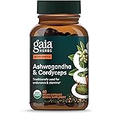 Gaia Herbs Adaptogen Performance Mushrooms & Herbs - Energy Support Supplement to Help Sustain Endurance and Stamina* - Contains Cordyceps and Ashwagandha - 60 Organic Vegan Capsules (30-Day Supply)