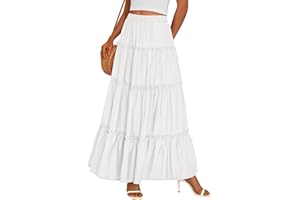 PRETTYGARDEN Women's Tiered Maxi Skirt Summer Spring Fashion 2026 High Waisted Long Flowy Casual Boho Beach Vacation Clothes