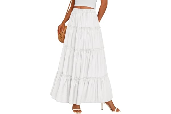 PRETTYGARDEN Boho Maxi Skirts for Women Trendy Summer 2026 Fall Long Flowy A Line Tiered Skirt Beach Vacation Clothes Dress