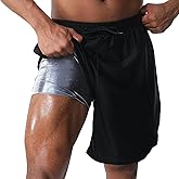 Donason Sauna Shorts for Men Sweat Enhancing Workout Shorts 2 in 1 Quick-Dry Athletic Shorts for Fat Burning Gym Sauna