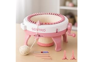 BZVV Knitting Machine for SENTRO 48 Needles Smart Knitting Crochet Machine with Row Counter for Adults and Beginners, Knitting Board Rotating Double Loom (Soft Pink)