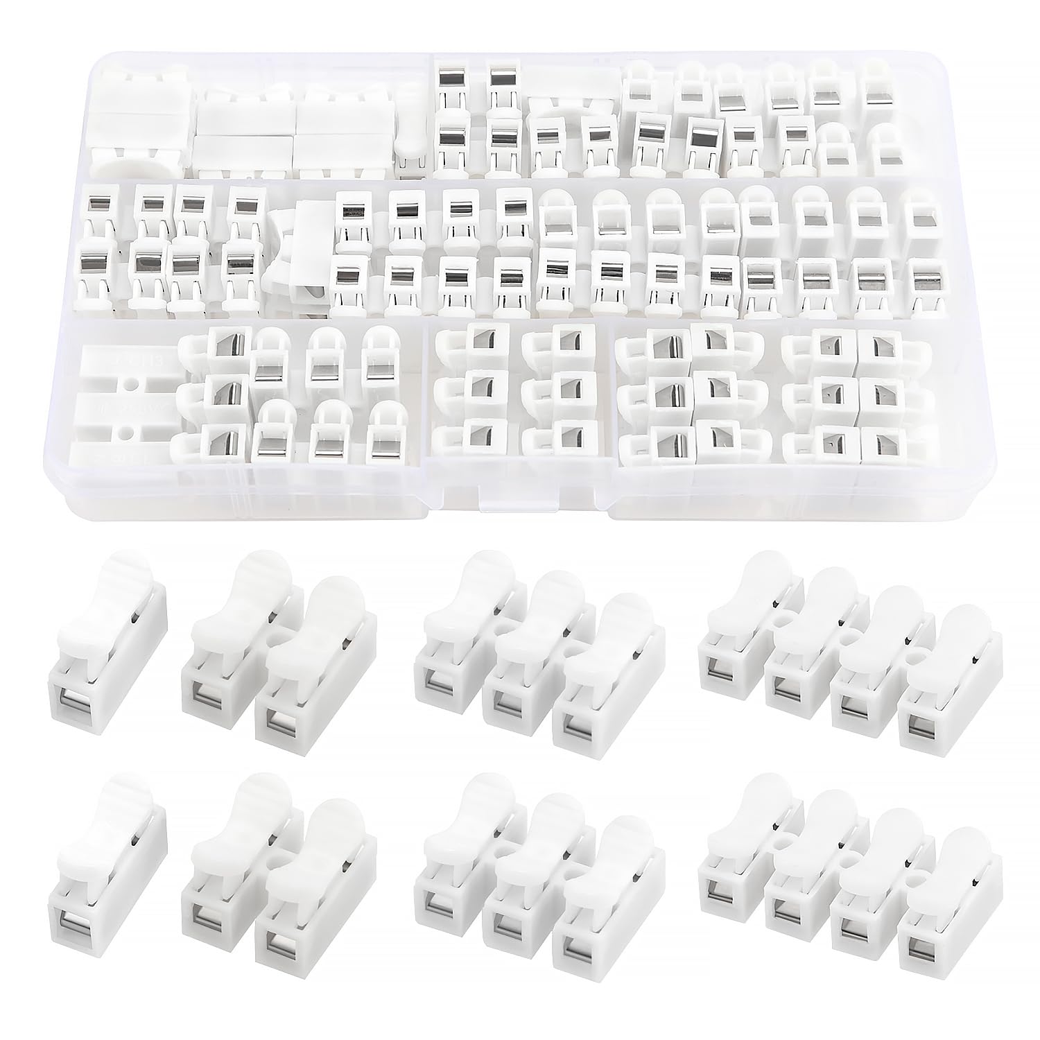 YIXISI 46 PCS Quick Connector - No Welding Spring Connector, Cable Clamp Terminal Block, LED Strip Light Wire Connecting, CH1 CH2 CH3 CH4