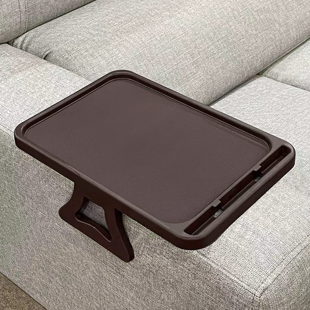 Photo 1 of Xchouxer Sofa Armrest Clip Table, TV Snack Tray, Handy Remote Controls/Drinks/Phone Holder (Cherry)