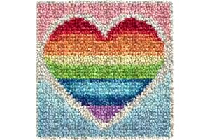 Numptain Latch Hook Kits for Adults,DIY Rug Crafts Rainbow Love Pattern Color Printed Canvas,Latch Hook Kits for Beginners Handmade Needlework Crafts Home Decoration,12"x12"