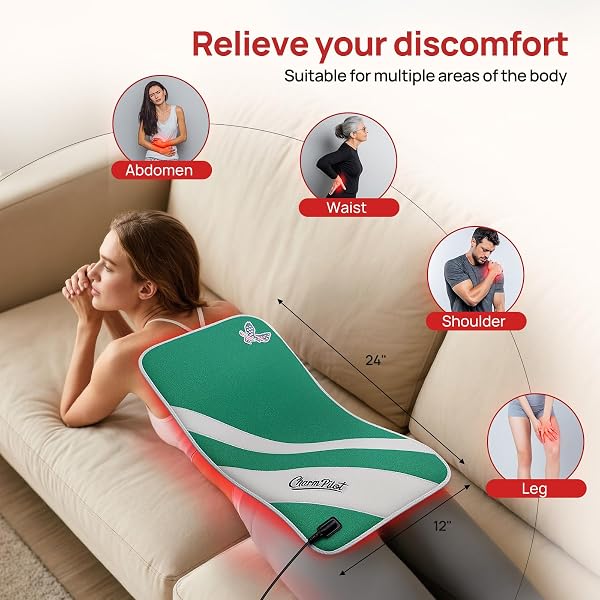 RED LIGHT THERAPY FOR BODY, 24″ X 12″ LARGE SIZE (250 LEDS) NEAR INFRARED RED LIGHT THERAPY MAT, 660NM&850NM, ADJUSTABLE TIMER AND POWER LEVELS, SWEAT-RESISTANT & EASY-CLEAN FOR PAIN RELIEF