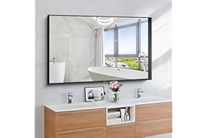 DESBING 30 x 50 Inch Black Bathroom Vanity Mirror, Matte Black Wall Mirror with Metal Frame, Decorative Rectangular Vanity Mirror for Bedroom Bathroom Living Room Entryway (Horizontal/Vertical)
