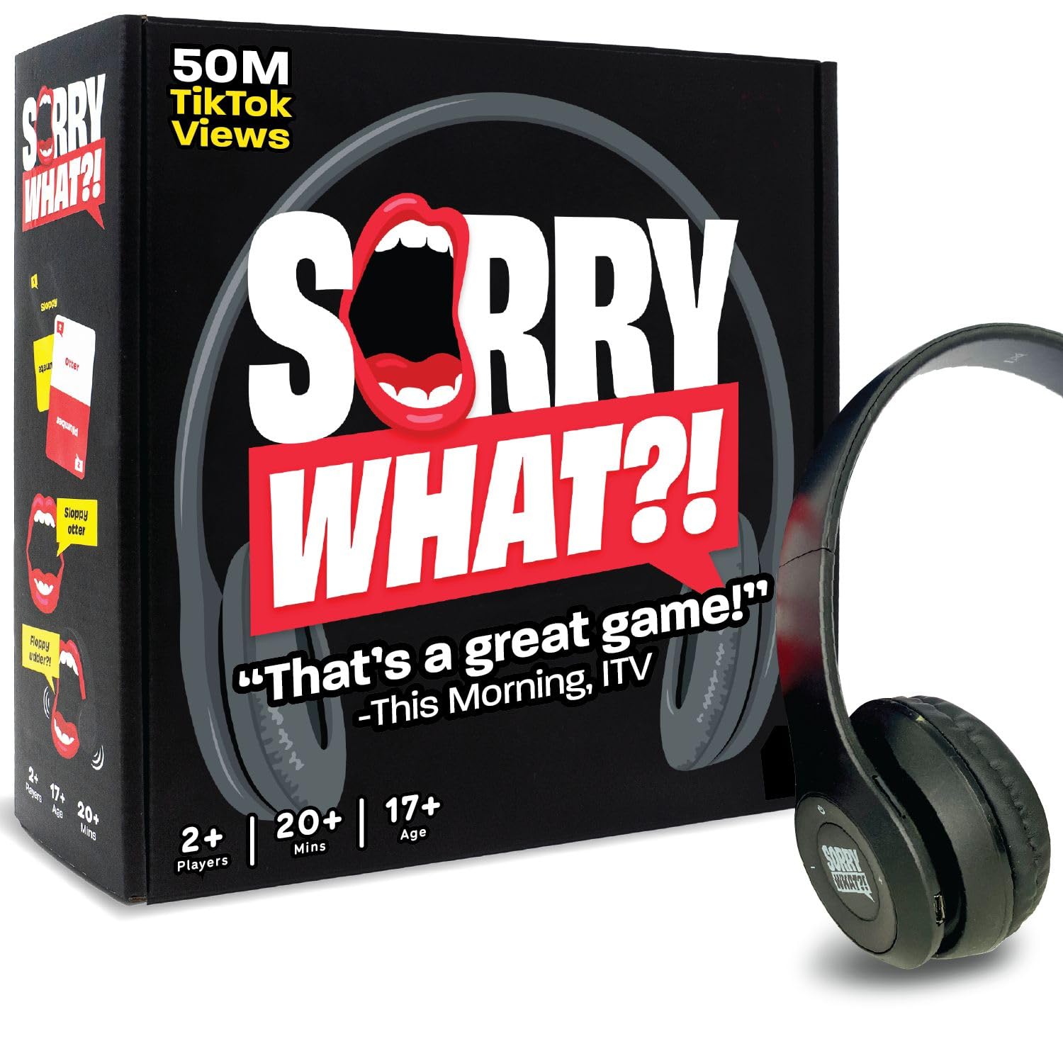 Photo 1 of Sorry What Game - Uncensored Lip Reading Party Games for Adults - Based On The Headphone Challenge TikTok Trend - 2+ Players 40,000 Funny Phrase Combos - Card Games for Adults & Friends (Ages 17+)