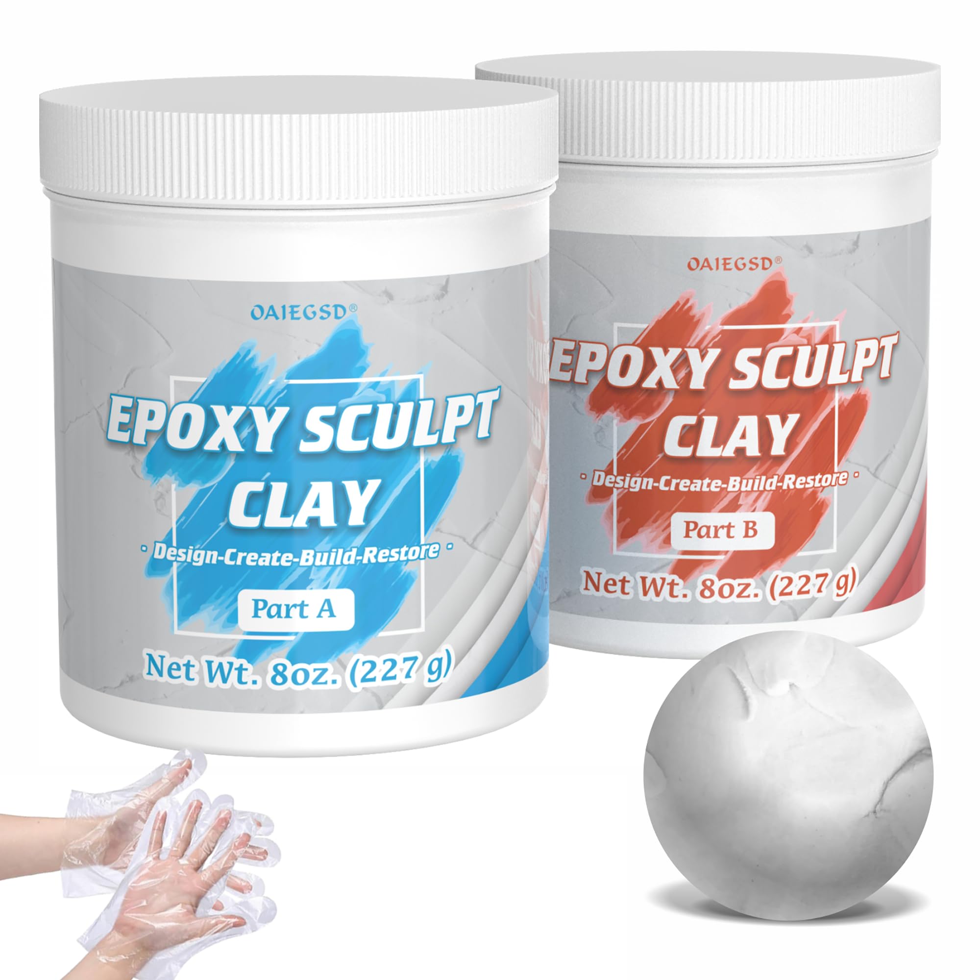 Photo 1 of 1 Pound White Epoxy Putty Sculpt Clay, 2 Part (A & B) Modeling Compound for Sculpting, Modeling, Building, Repairing, Self-Hardening Epoxy Clay Easily Repairs Metal, Wood, Tile, Ceramics, Plastic