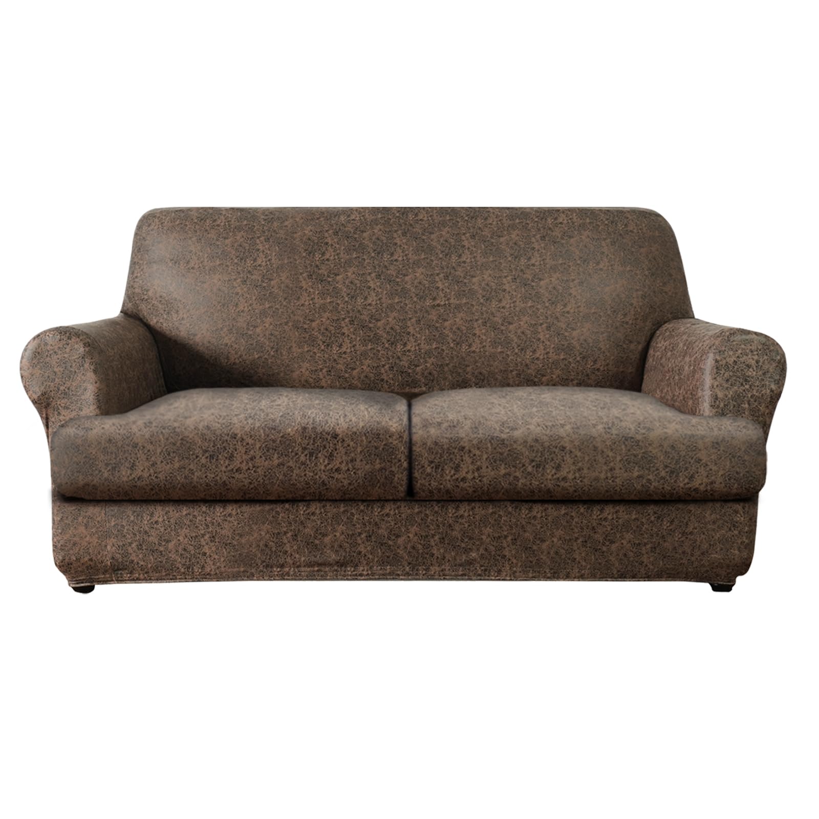 Photo 1 of molasofa Leather Look T-Cushion Loveseat Slipcover with 2 Individual Shape Seat Covers for Home Décor, 3 Pieces - Stretchable, Washable, Non-Pilling, Non-Slip Love seat Cover (Loveseat, 04 Brown)