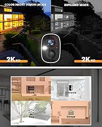 Dzees Outdoor Camera Wireless, 2K Battery Powered