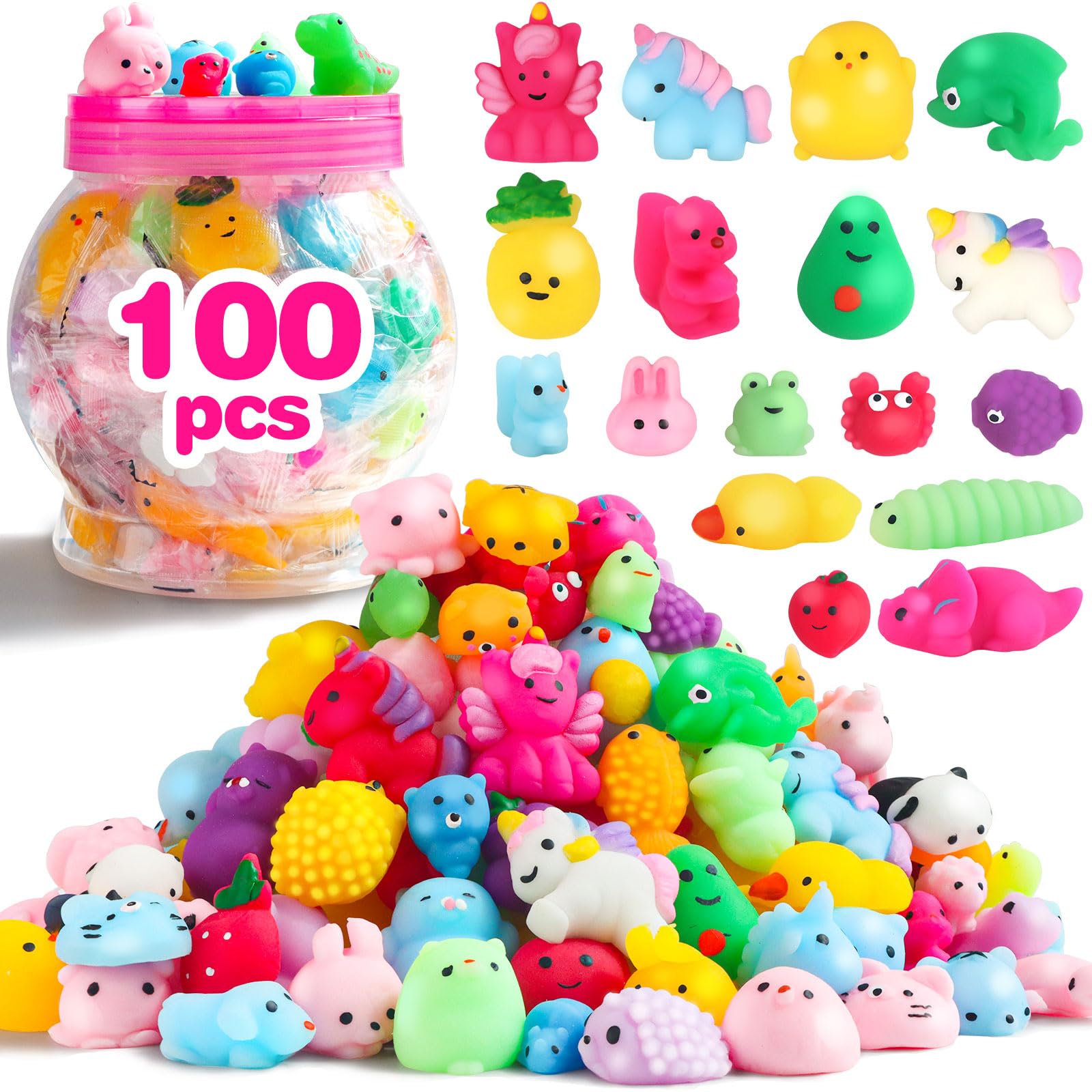 thumbnail image 2 of Party Favours Squishies 120pcs Mochi Squishy Toys 3nd Generation Party Favors For Kids Glitter Mini Mochi Animal Squishies Stress Relief Toy Easter Egg Fillers Valentines Goodie Bags Birthday Gifts (Random) In Arabia 2 of 12