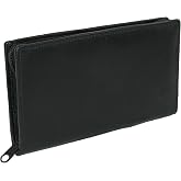 Paul &amp; Taylor Leather Zippered Checkbook Cover and Wallet | Leather, 7 x 4 in. closed with a zip-around main compartment; a checkbook cover and wallet.