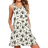BISHUIGE Women's Summer Casual Dresses Sleeveless Round Neck Tank Dress Beach Cover Up for Bikini Swimwear Vacation