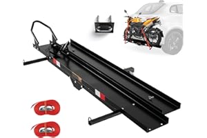 IRONMAX 600LBS Motorcycle Carrier, Heavy Duty Steel Hitch Mount Rack Hauler with Loading Ramp, Wheel Chock & 2 Straps, Anti T
