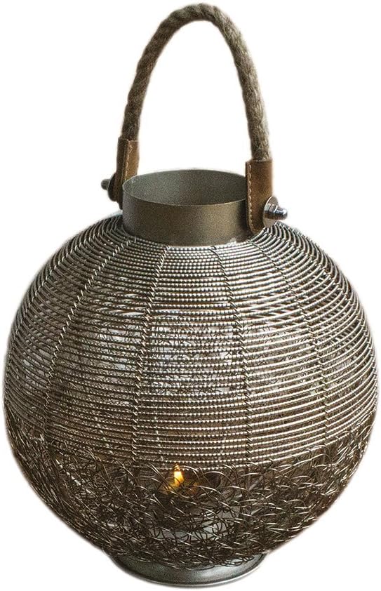 Kent collection Sphere Rope Handle Wire Mesh Candle Lantern
