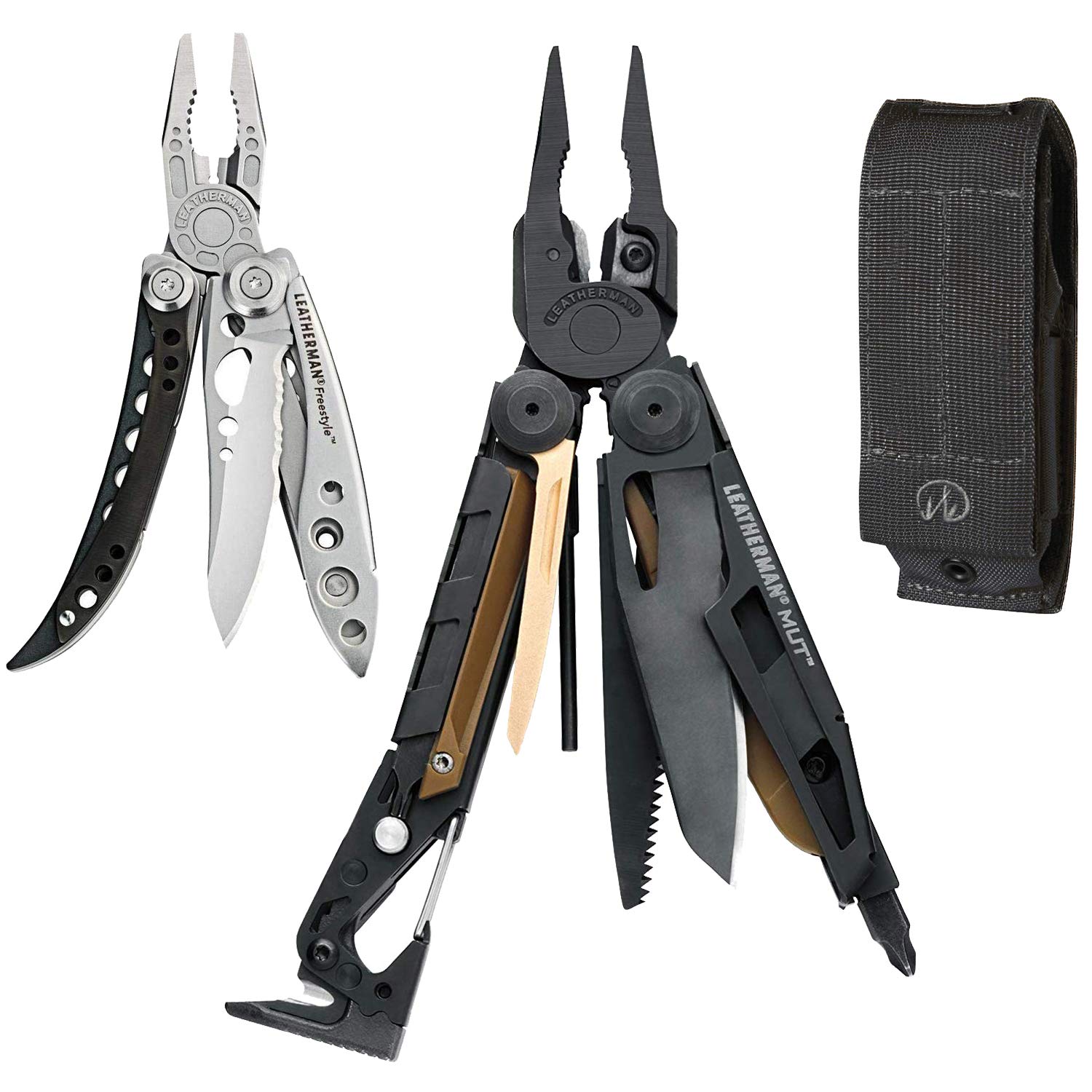 LEATHERMAN - MUT Multitool with Premium Replaceable Wire Cutters and Firearm Tools, Black with MOLLE Sheath, Black