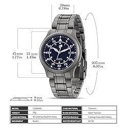 BERNY Men's Titanium Watch Japanese Sweep Second
