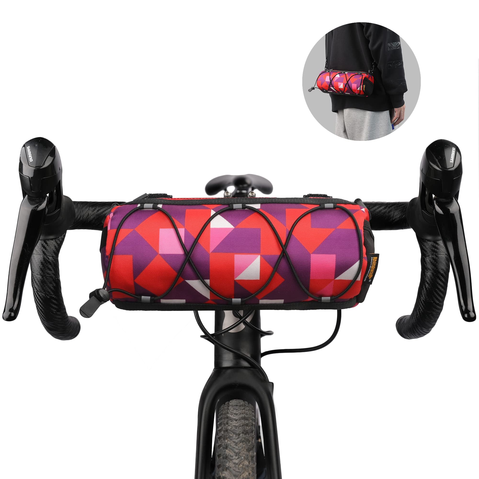 Rhinowalk Bike Handlebar Bag - Front Bag with Shoulder Strap for Road Mountain Bike Cycling Travel (Camouflage Red)
