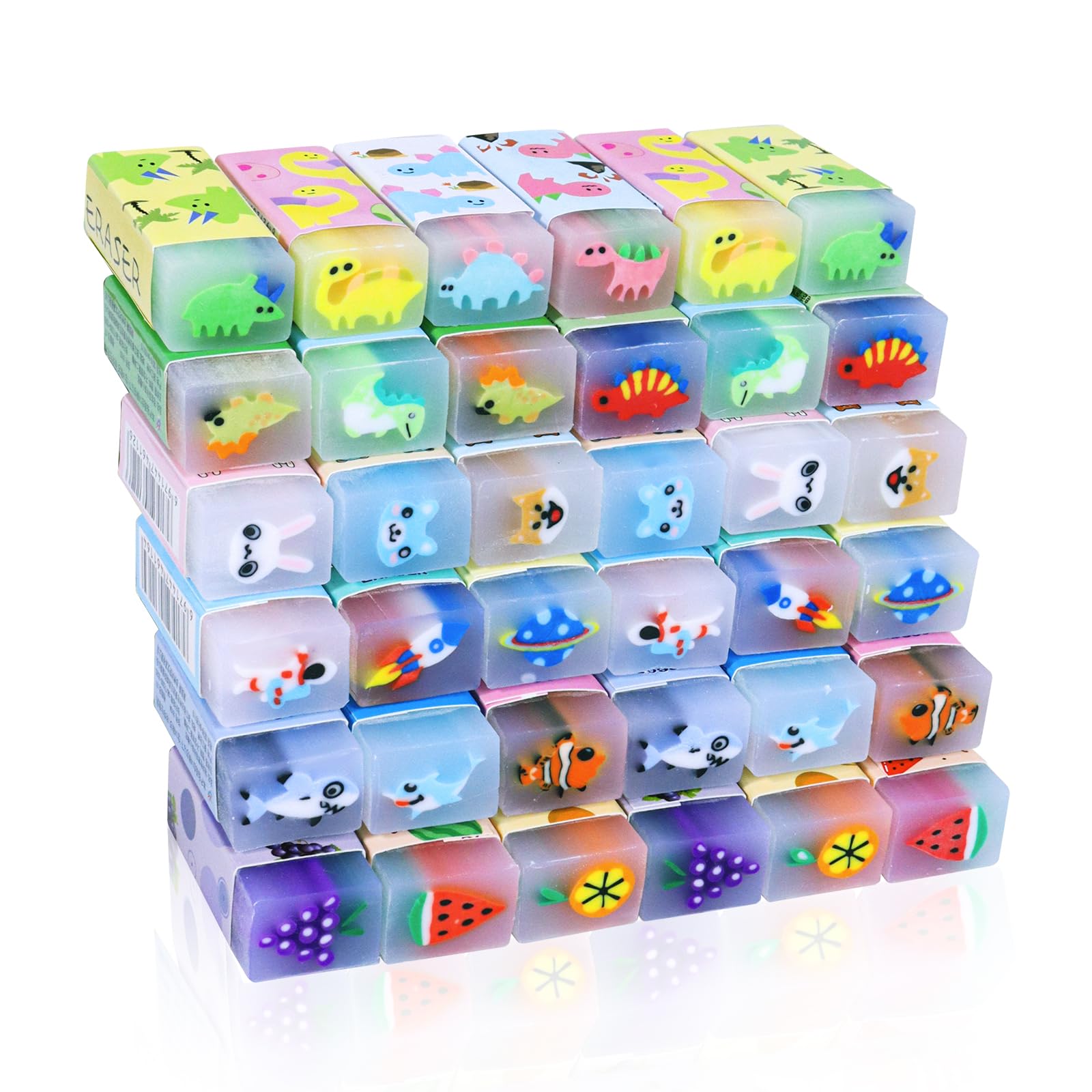 Photo 1 of 100PCS Cute Animal Erasers for Kids, Count Bulk Pack, Assorted Designs, Back to School Supplies
