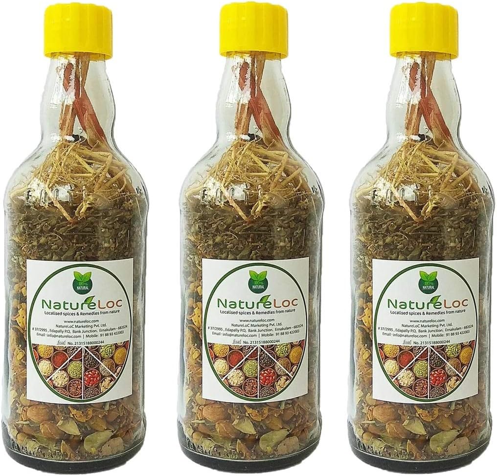 Ayurvedic Herbal Hair Oil Mix Glass Bottle-NatureLoC.com Hair Care Vital Herbs Oil Mix 3 Bottles