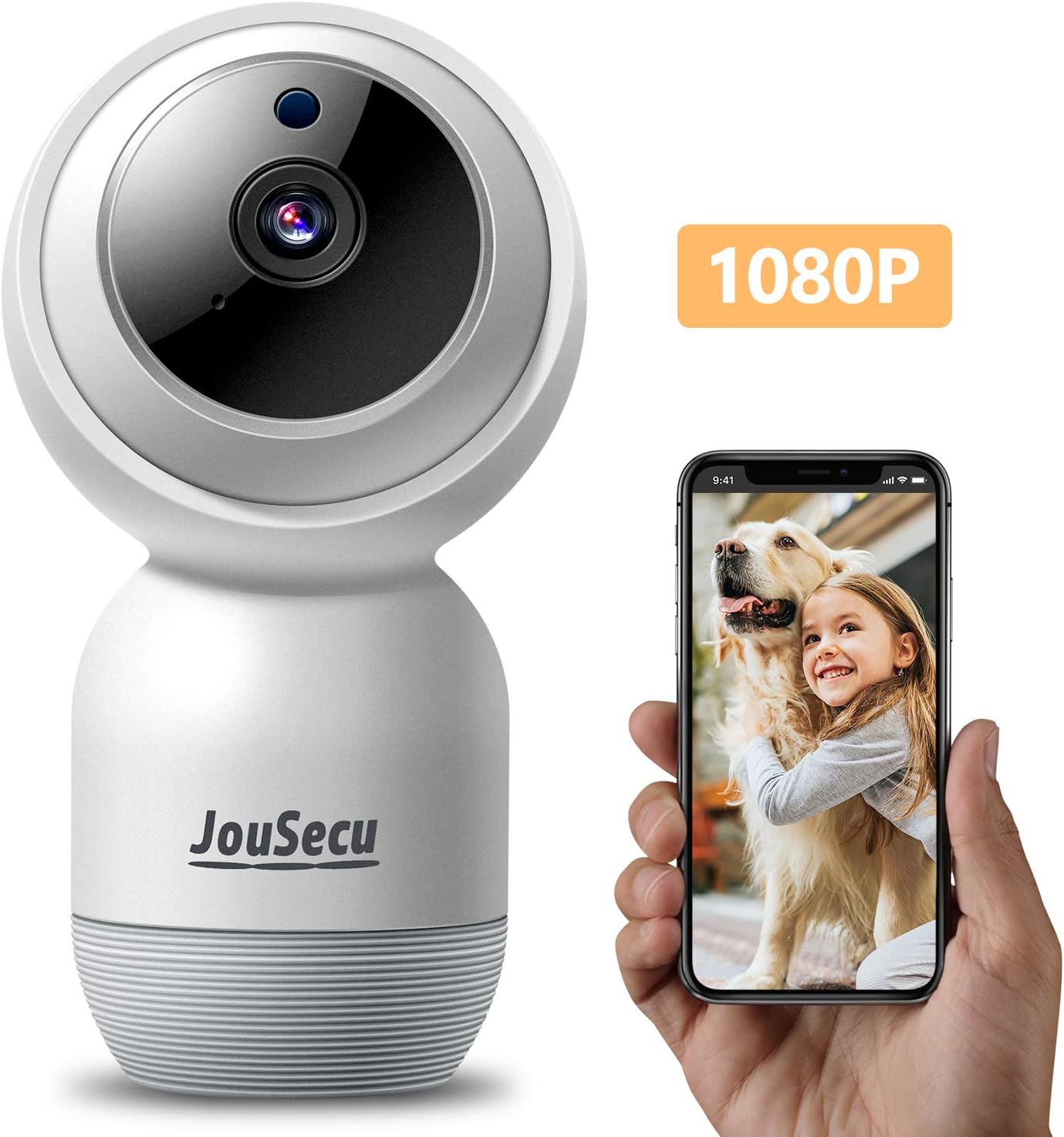 Indoor Security Camera Wireless IP Camera JouSecu Dome Camera 1080p PTZ Baby Crying/Motion Detection 2-Way Audio Night Vision Suitable for Surveillance Home Elder Nanny Pet Dog Safety 2.4G WiFi