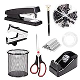 Black Desk Accessories, Office Supplies Set with