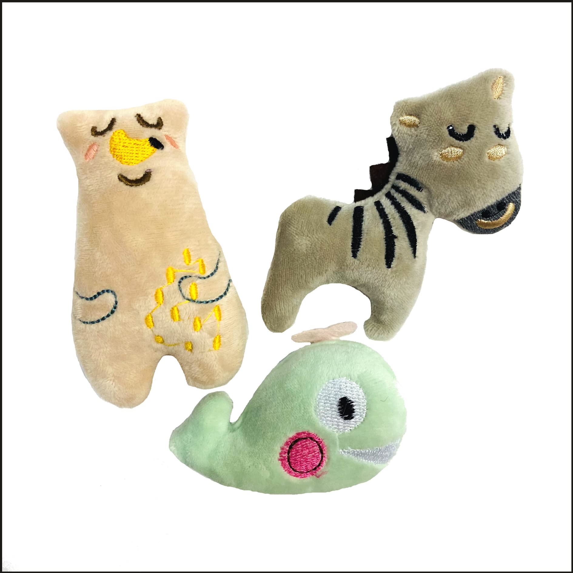 Pops & Coco Wild Animal Cat Toy Pack with Catnip Interactive Plush Cat Toy - Cute - Fun - Zebra Bear Whale