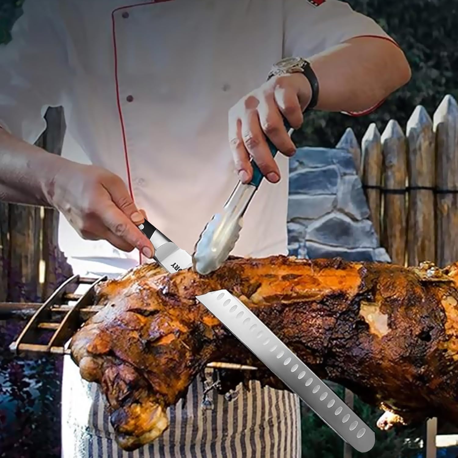 Kitory Schinkenmesser 30cm Tranchiermesser Brisket Messer aus Deutschem hochwertigem Edelstahl, Scharfe Aufschnittmesser mit Ergonomischem Pakkaholz Griff mit Geschenkbox 8