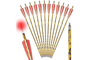 TOPARCHERY Crossbow Bolts 12pcs with Lighted Nocks*6, 20inch, with 4inch TPU Vanes x 3, Carbon Material, with 125 Grain Field