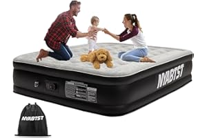 Nyabtst Air Mattress 16Inch Flocked air Mattress Queen with Built in Pump Completed in 3 Minutes Inflatable,Max Weight Capacity 660 lbs, Twin air Mattress Suitable for Temporary Residence and Travel