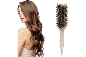 URBEOKR Curl Defining Brush, 2024 Newest Boar Bristle Hair Brush Styling Brush, Curly Hair Brush, Curl Define Styling Brush, Shaping & Defining Curls for Women (Beige 1PCS)
