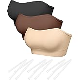 DEANGELMON Strapless Bras for Women Wireless Push Up Non-Slip Bandeau Bra Seamless Clear Straps TubeTop Padded Bralette