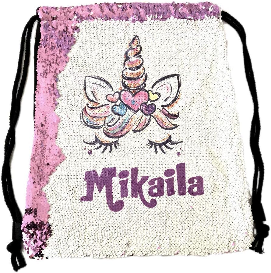 personalized unicorn drawstring sequin backpack