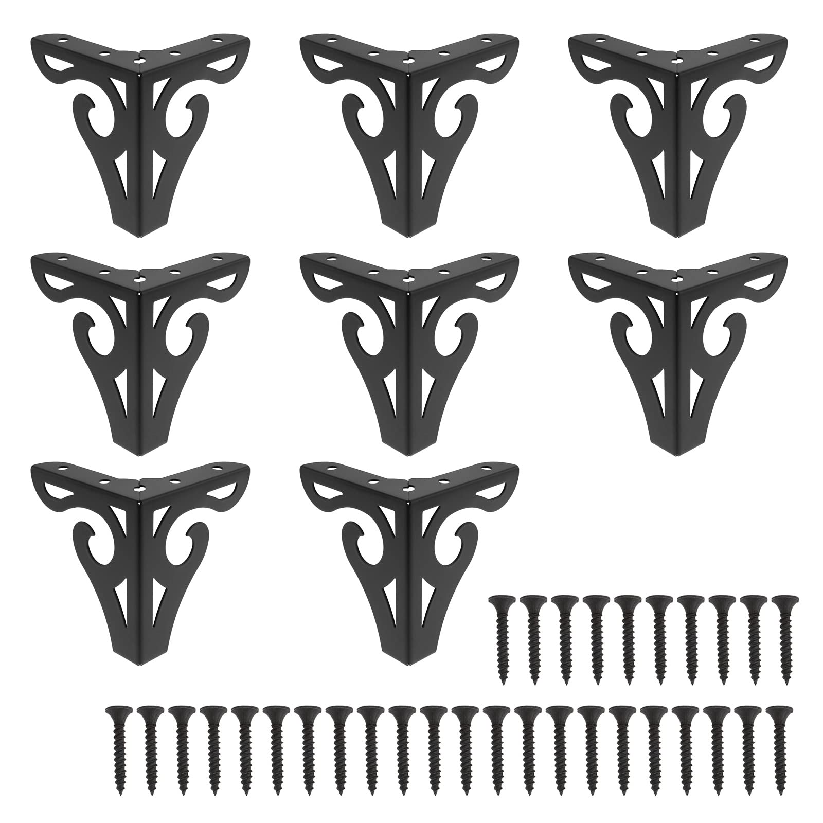 ECSiNG 8PCS Furniture Legs Hollow Out Sofa Legs Modern Bookcase Feet 10cm with Screws for Cabinet Couch Table TV Cabinet Wardrobe Office Furniture Matte Black