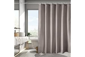 AooHome Standard Size Shower Curtain, Polyester Durable Solid Shower Curtain for Hotel with Hooks, Weighted Hem, Waterproof, Chocolate, 72x72 Inch