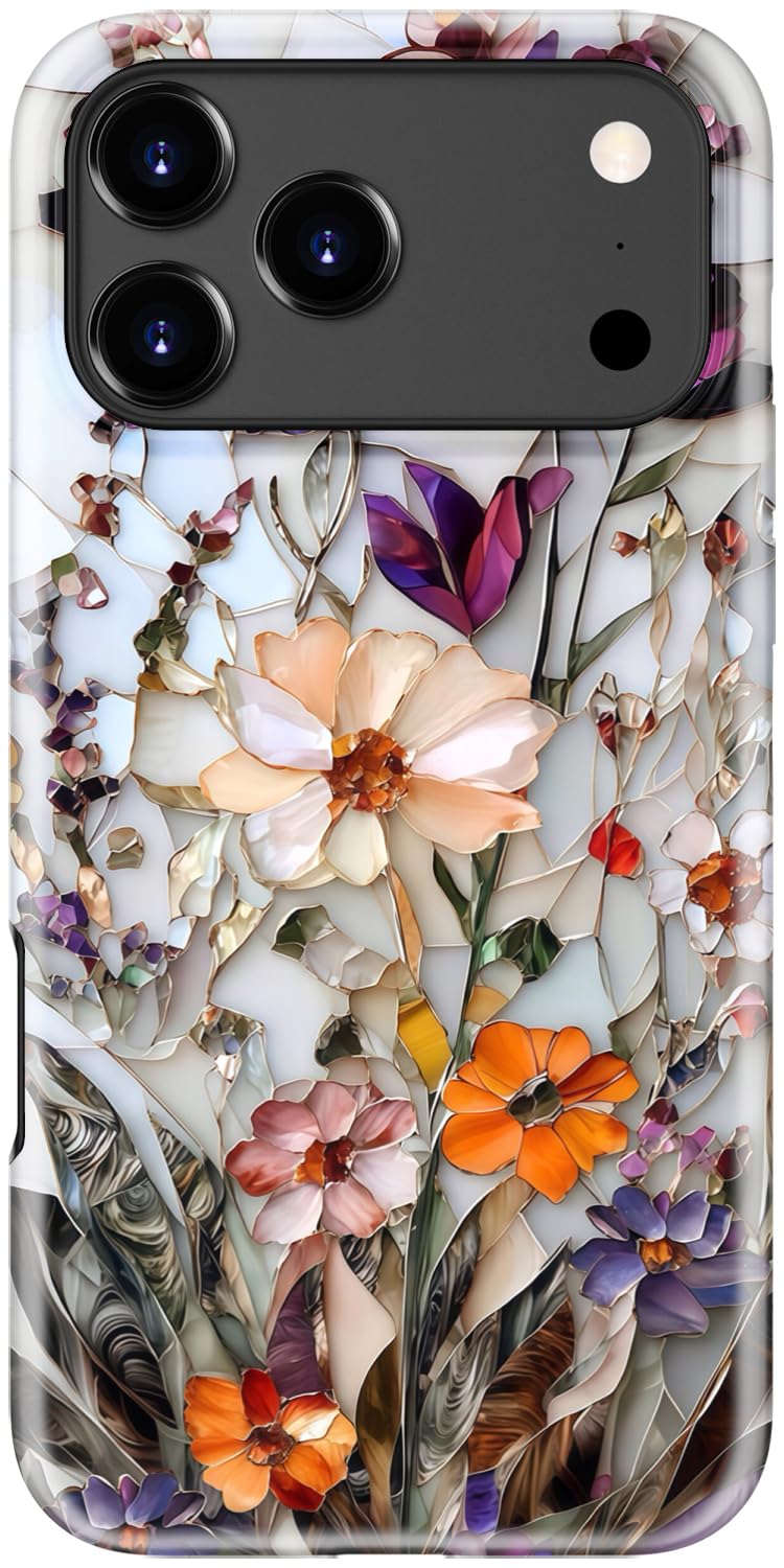 Photo 1 of STARVIP for iPhone 17 Pro Max Case Cute - Wireless Charging Compatible - Dual-Layer Hard Shell + Silicone Cover - Aesthetic Protective Phone Case for Women - Marble Pressed Flowers