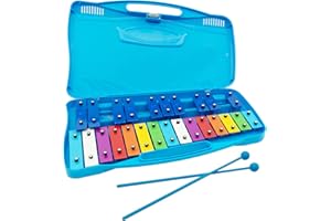 VACHAN Xylophone,25 Notes Glockenspiel Xylophone for kids Colorful Musical Toy Metal Keys,Professional Xylophone Instrument with case and Two Safe Mallets for Beginners, Music Teaching, Gifts(Blue)