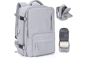 VGCUB Large Travel Backpack Bag for Women Men,Carry on Backpack,17 Inch Laptop Business Work Waterproof Backpack with Laptop Compartment,Person Item Flight Approved,Mochila de Viaje,Grey