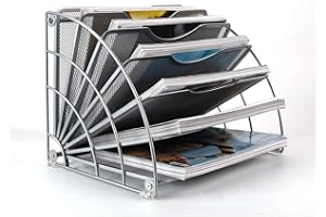 PAG Fan-Shaped Desk File Organizer Mail Letter Sorter Paper Holder Magazine Rack for Office Home School, Silver