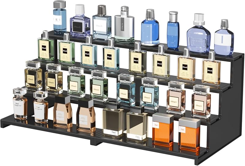 Lifewit 4 Tier Perfume Stand Plastic Organizer 30 cm Black 2 Pcs