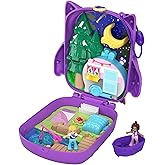Polly Pocket Playset, Travel Toy with 2 Micro Dolls, Toy Boat & Surprise Accessories, Pocket World Owlnite Campsite Compact